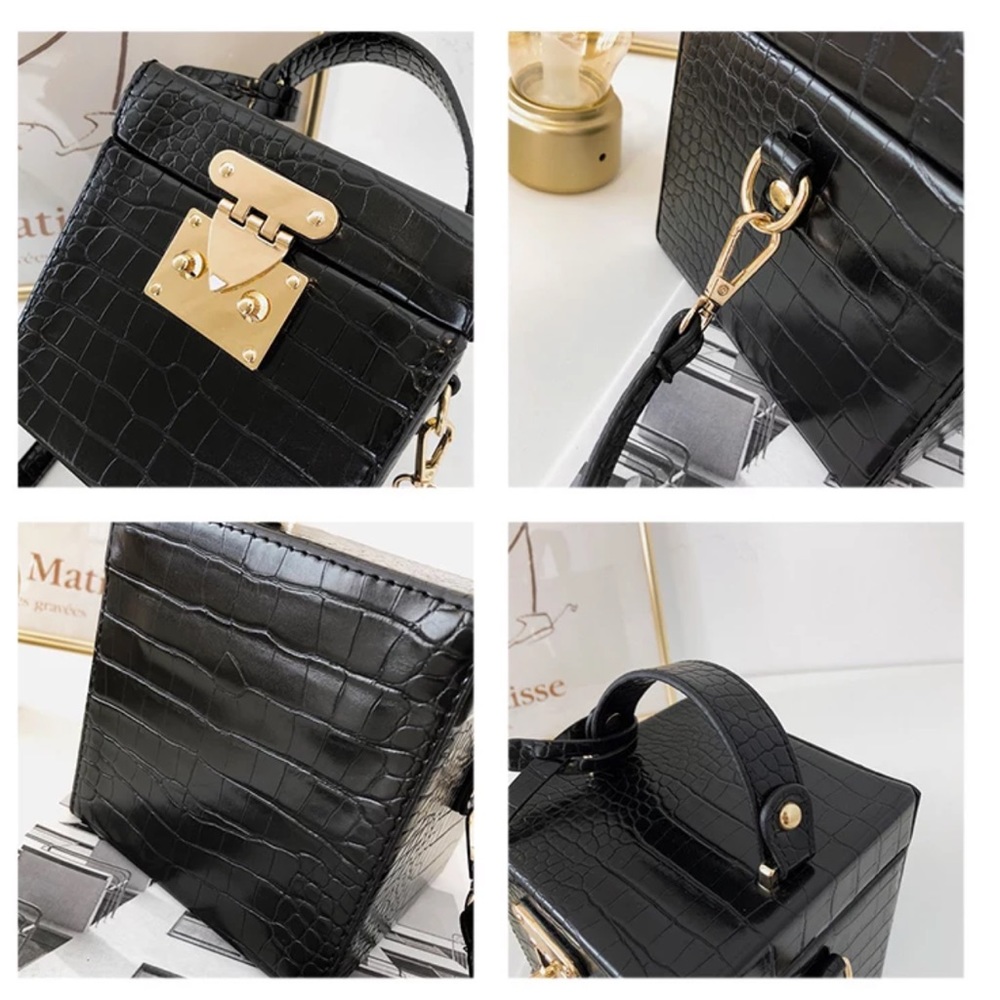 Box Bag Purse- Black Python Texture - image 3